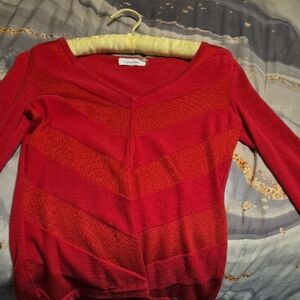 Calvin Klein Women's V-Neck Red Sweater